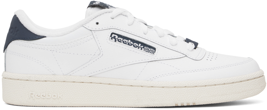 Reebok White & Grey Club C 85 Trainers In Ftwwht/eacobl/chalk