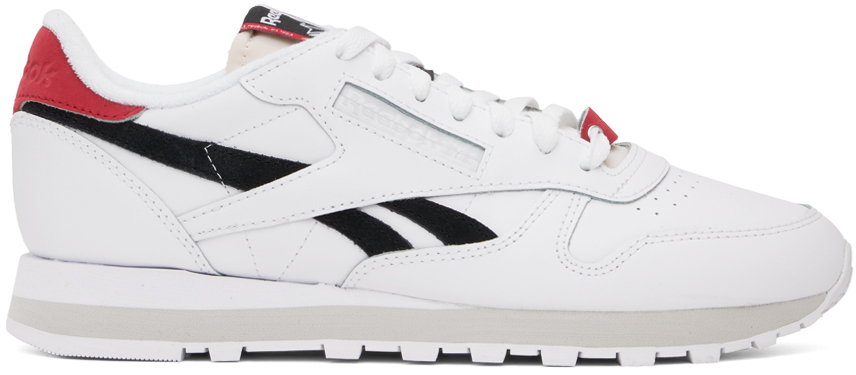 Reebok White & Black Classic Leather Trainers In Ftwwht/cblack/vectre