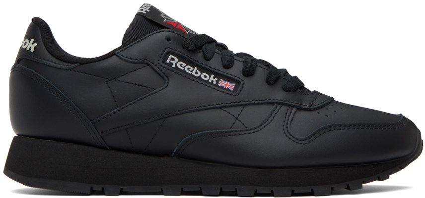 Reebok Black Classic Leather Sneakers In Cblack/cblack/pugry5