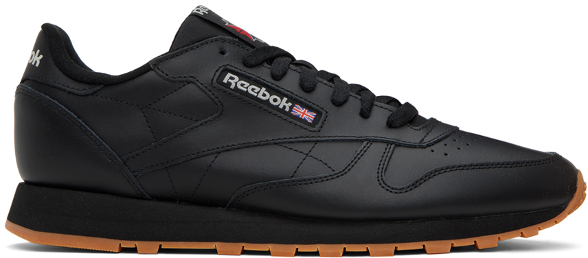 Shop Reebok Black Classic Leather Sneakers In Cblack/pugry5/rbkg03