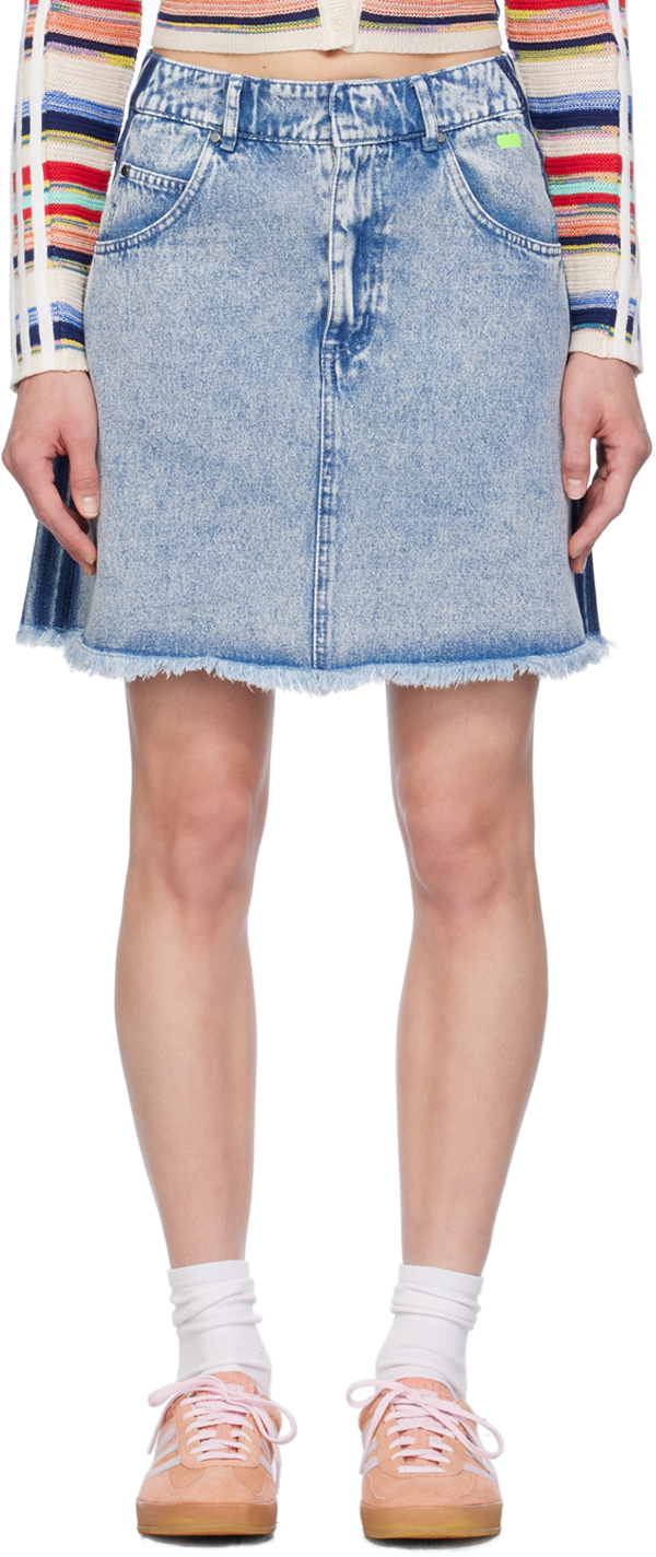 Shop Adidas Originals Blue Kseniaschnaider Edition Denim Miniskirt In Light Denim