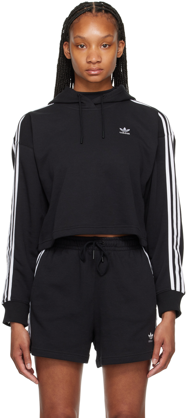 Adidas originals adicolor 3 stripe cropped hoodie online