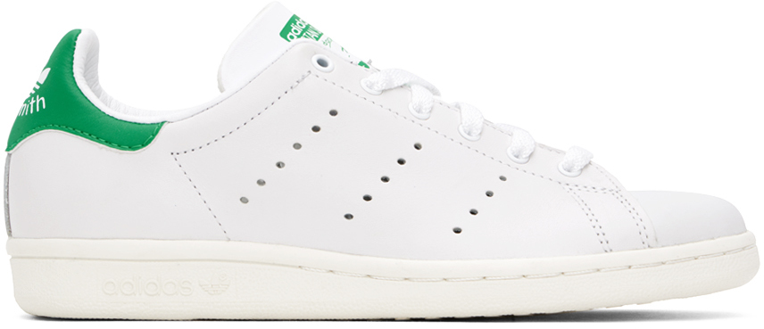 Shop Adidas Originals White & Green Stan Smith 80s Sneakers In White / Green