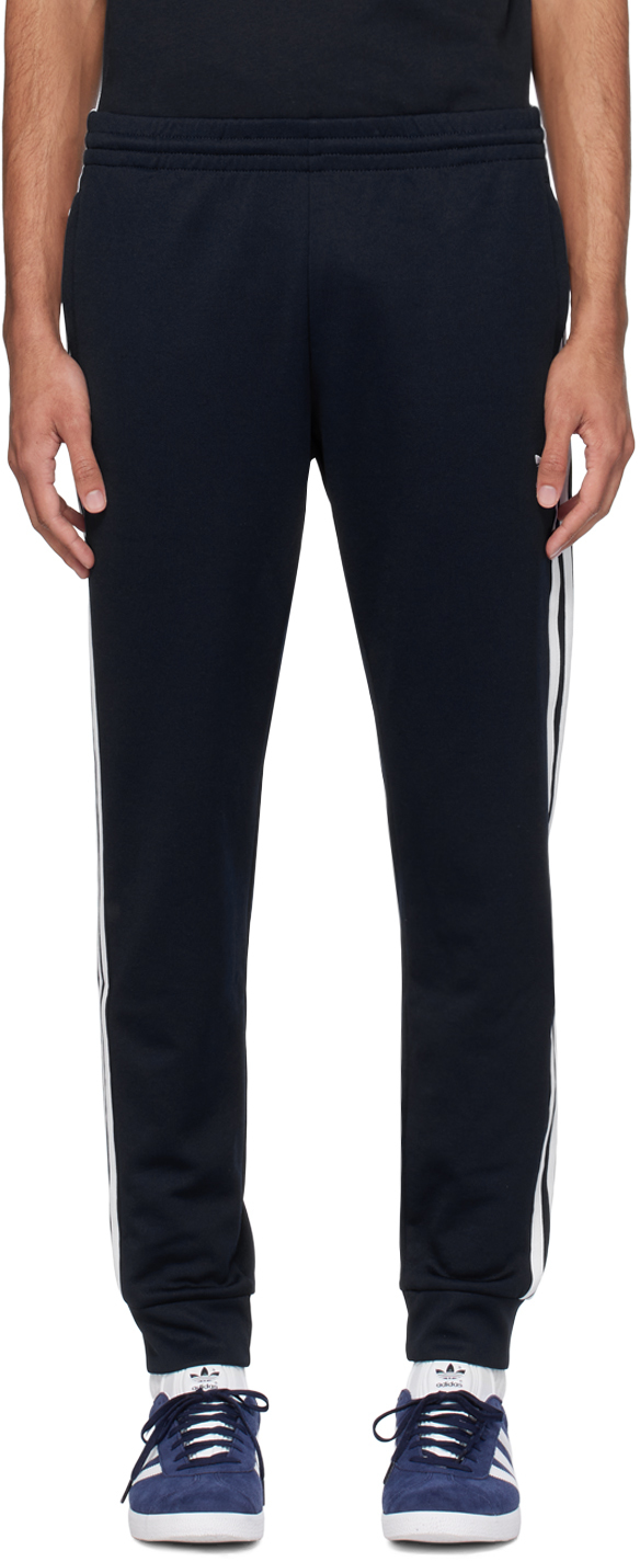 Adidas Originals Navy 3-stripe Sweatpants In Blue