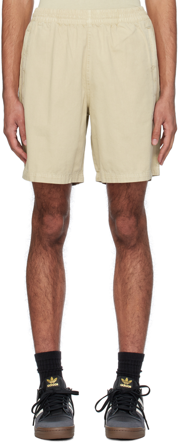 Beige Embroidered Shorts
