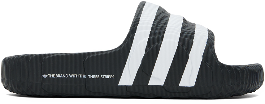 Shop Adidas Originals Black & White Adilette 22 Slides In Core Black / Core Bl