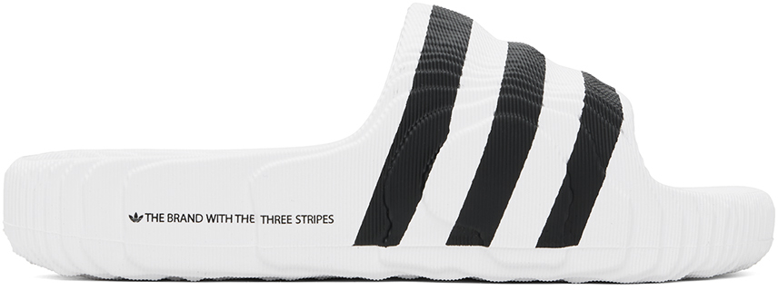 Shop Adidas Originals White & Black Adilette 22 Slides In Ftwr White / Ftwr Wh