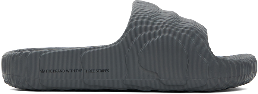 Shop Adidas Originals Gray Adilette 22 Slides In Grey Five / Grey Fiv
