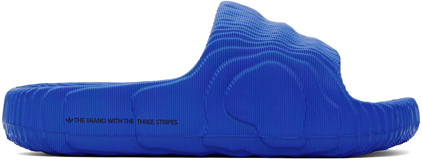 Shop Adidas Originals Blue Adilette 22 Slides In Bluebird / Bluebird