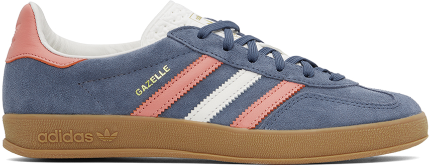 Shop Adidas Originals Blue Gazelle Indoor Sneakers In Preloved Ink Mel / W