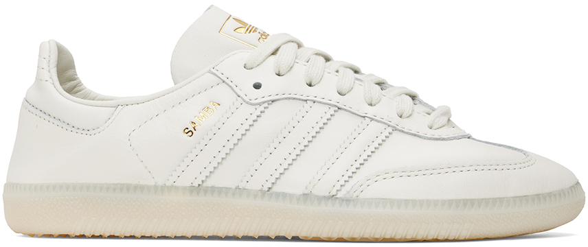 Shop Adidas Originals Off-white Samba Decon Sneakers In Ivory / Ivory / Gold