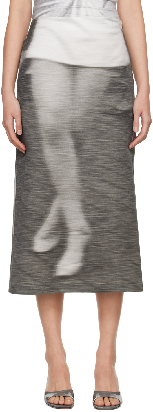 Gray Dancing Midi Skirt