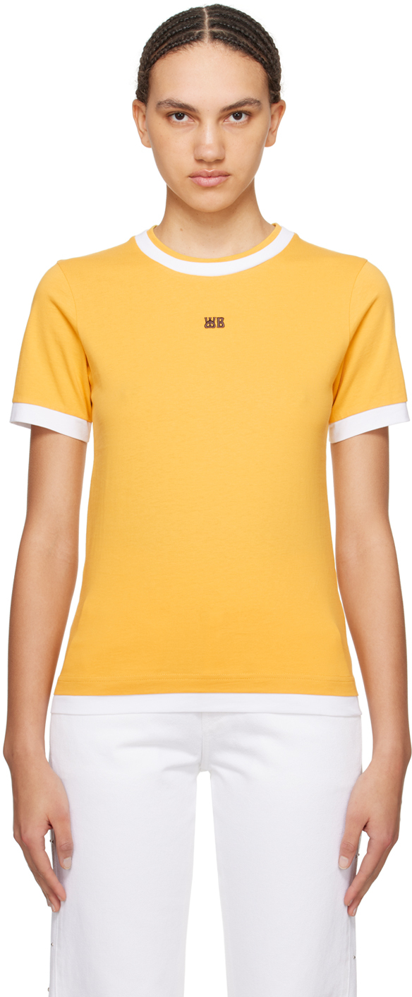 Shop Wales Bonner Yellow Horizon T-shirt In Turmeric