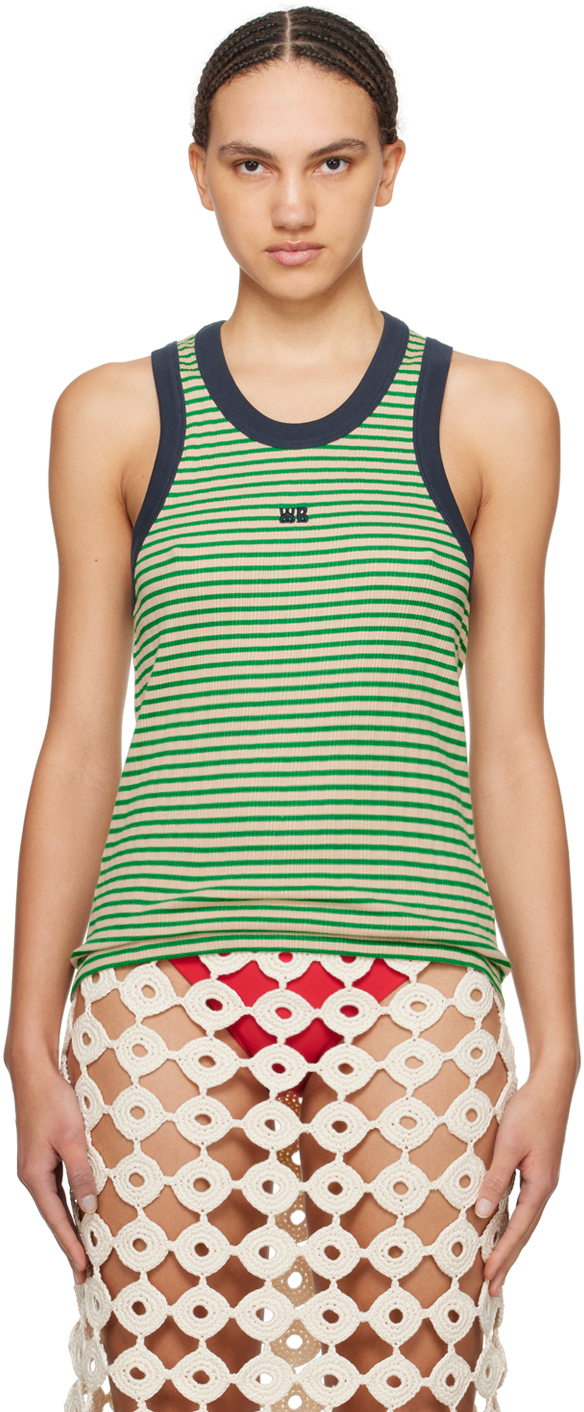 Shop Wales Bonner Off-white & Green Sonic Tank Top In Ivory And Green