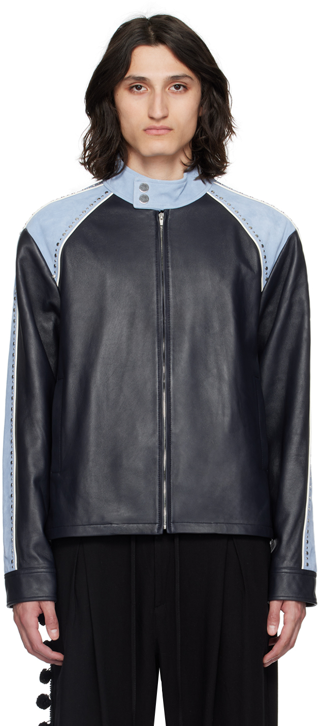 Navy Marvel Leather Jacket