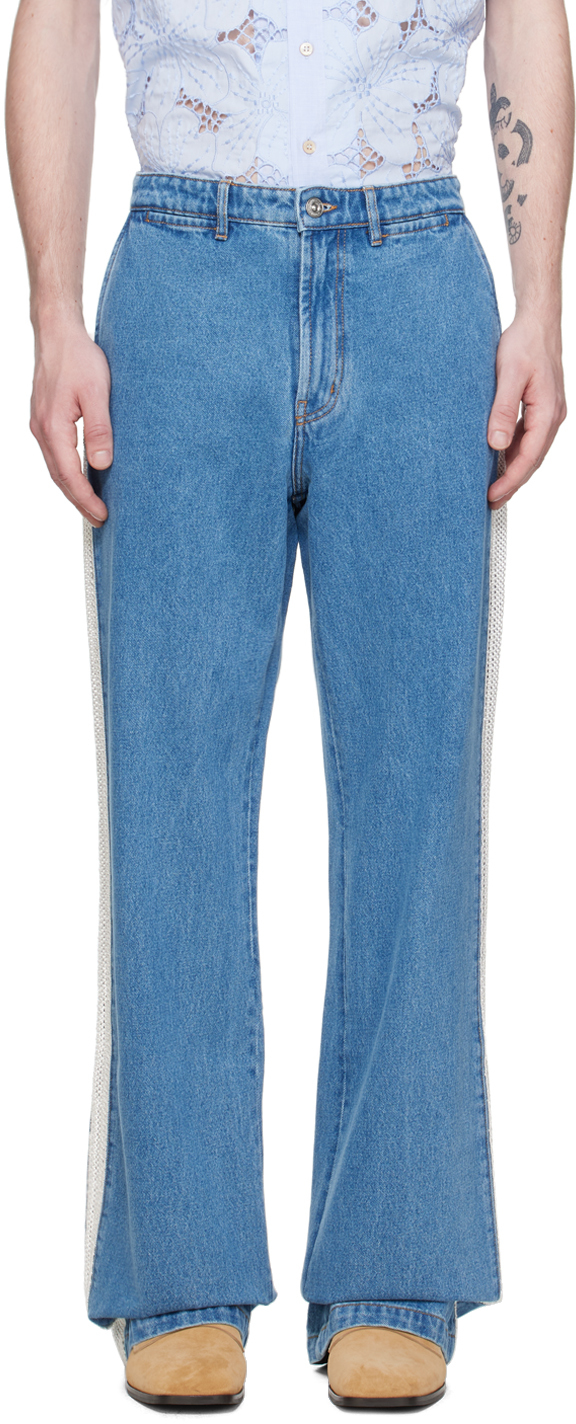 Karmuel Young: Navy Laser Print Jeans