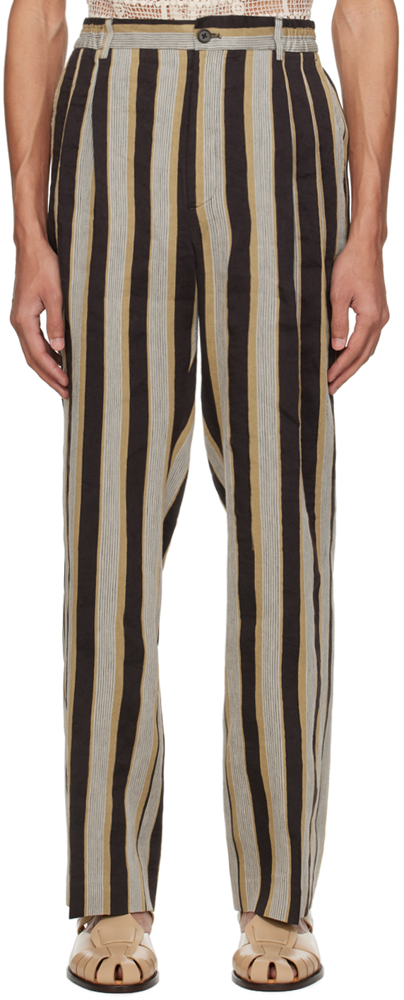 Shop Cmmn Swdn Brown Jesse Trousers In Bold Stripe