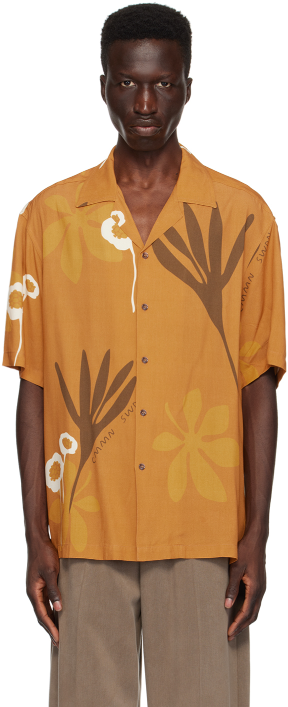 Shop Cmmn Swdn Orange Ture Shirt In Floral Print