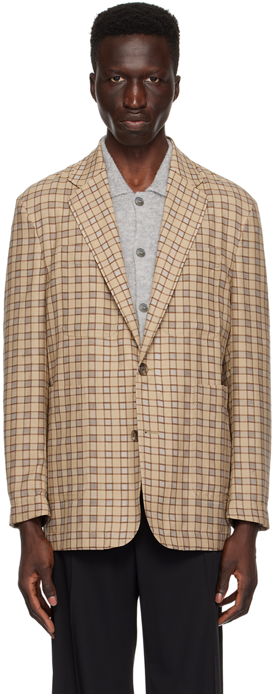 Shop Cmmn Swdn Brown Troy Blazer In Brown Check