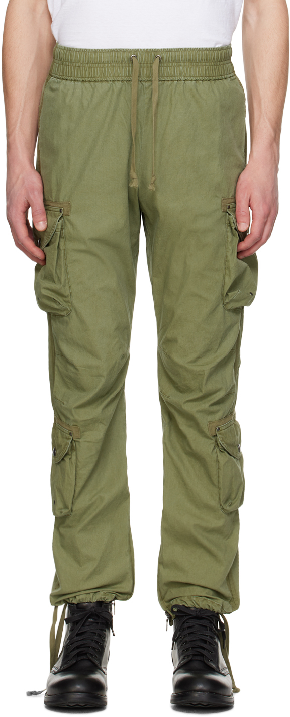 Shop John Elliott Green Garment-dyed Cargo Pants In Olive