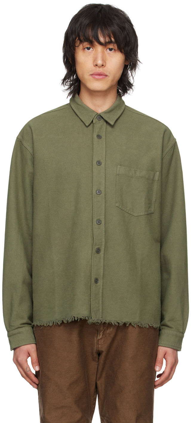 Shop John Elliott Khaki Solid Hemi Shirt In Olive