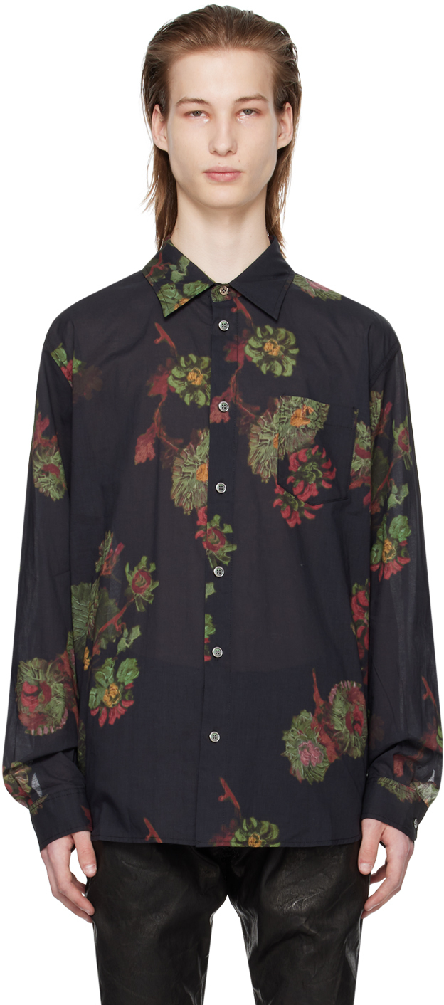 Shop John Elliott Black Cloak Shirt In Forest Floral