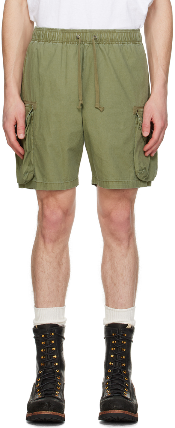 Shop John Elliott Green Garment-dyed Shorts In Olive