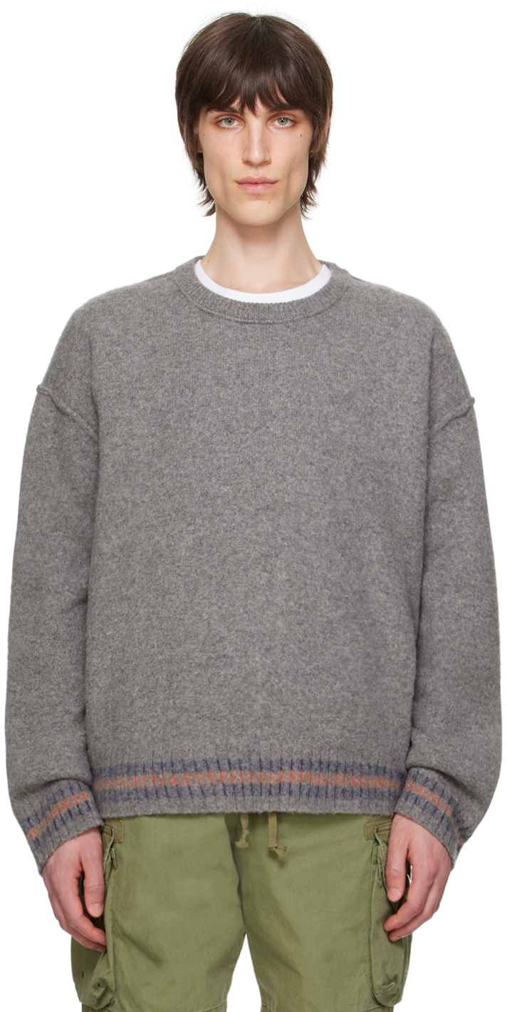 Shop John Elliott Gray Varsity Sweater In Grey
