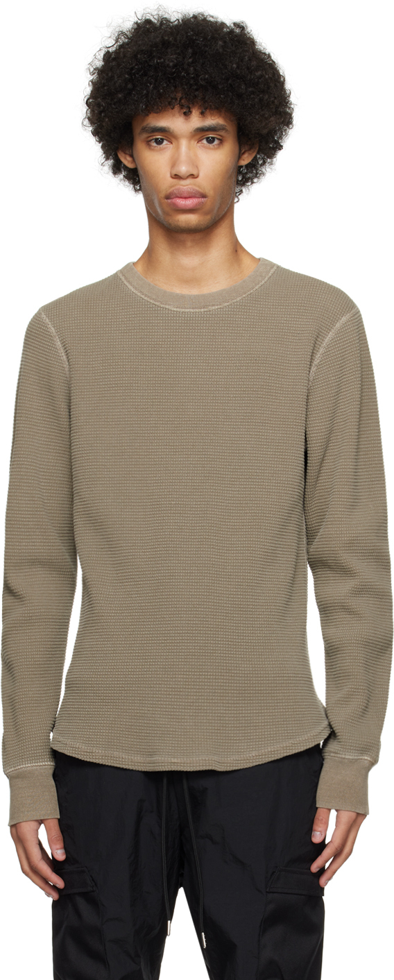 Khaki Thermal Long Sleeve T-Shirt by John Elliott on Sale