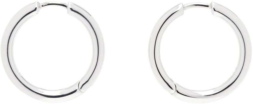 Tom Wood: Silver Classic Hoop Medium Earrings | SSENSE Canada