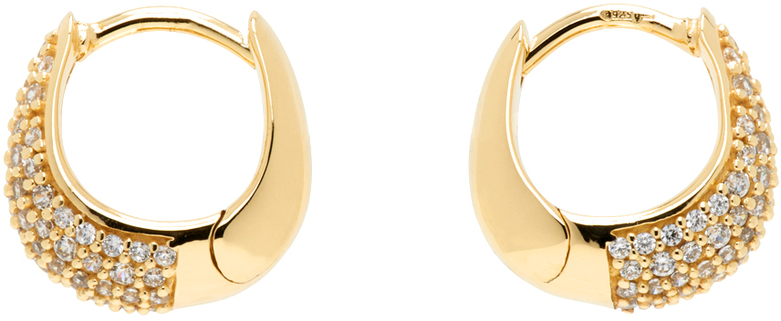 Tom Wood Gold Ice Huggies Pave Earrings In 925 Silver / 9k Gold