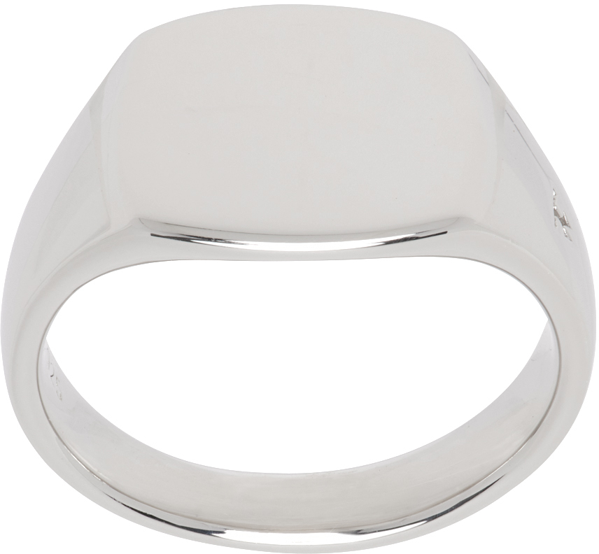 Tom Wood Silver Mini Signet Cushion Ring In 925 Sterling Silver