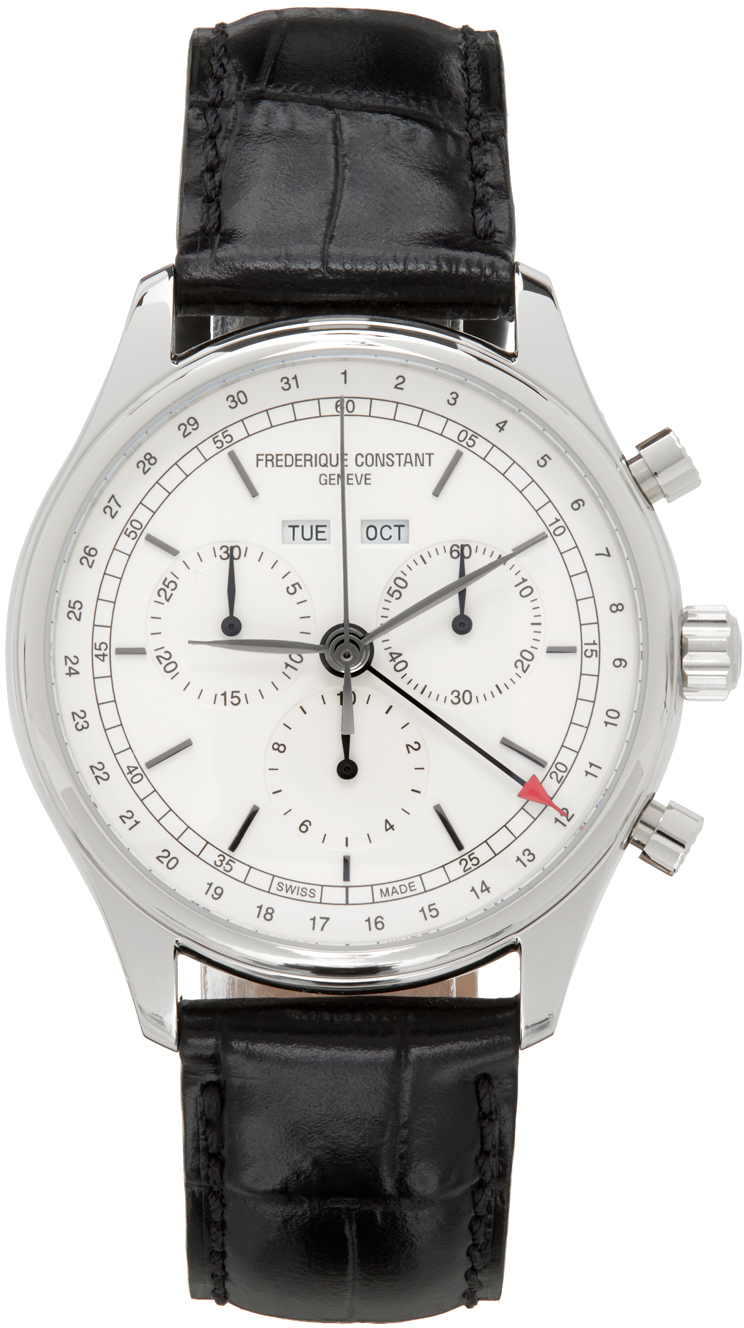 Frederique Constant Quartz Chronograph Triple Calendar Fc-296sw5b6 Watches In Black/silver