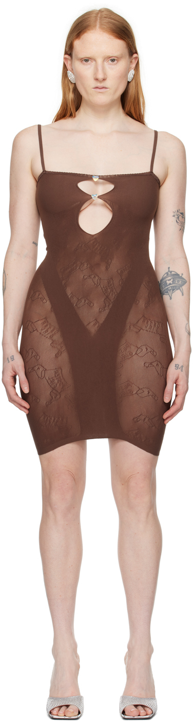 Shop Poster Girl Brown Cut Out Minidress In Money Brown
