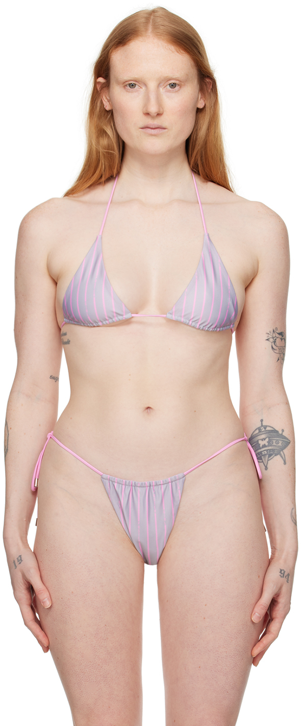 Pink & Gray Elle Reversible Bikini Top