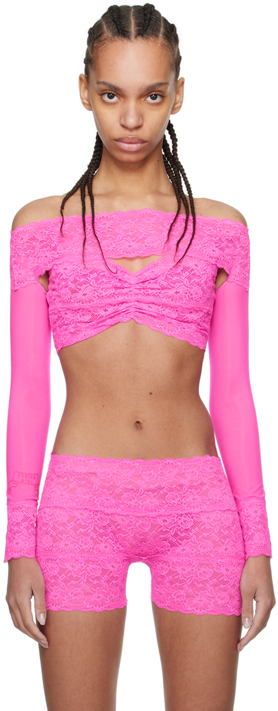 Shop Poster Girl Pink Davina Long Sleeve T-shirt In Harlot Pink