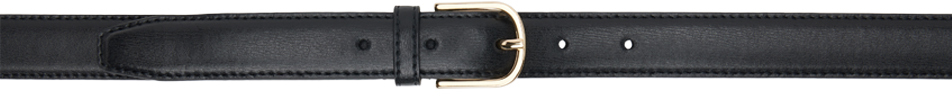 Shop Totême Black Slim Leather Belt In 200 Black