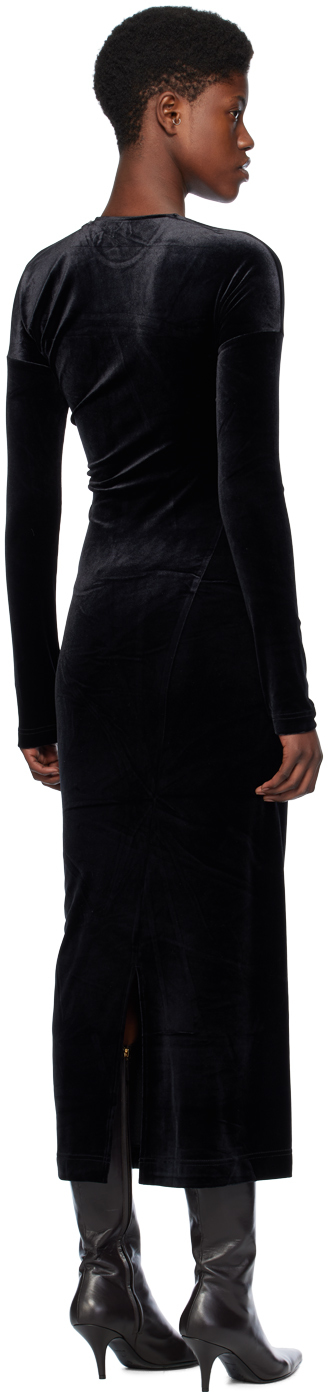 Totême Gathered Stretch-velvet Midi Dress In 001 Black