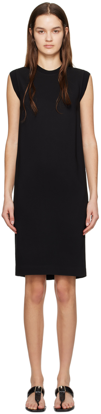 Shop Totême Black Pocket Midi Dress In 001 Black