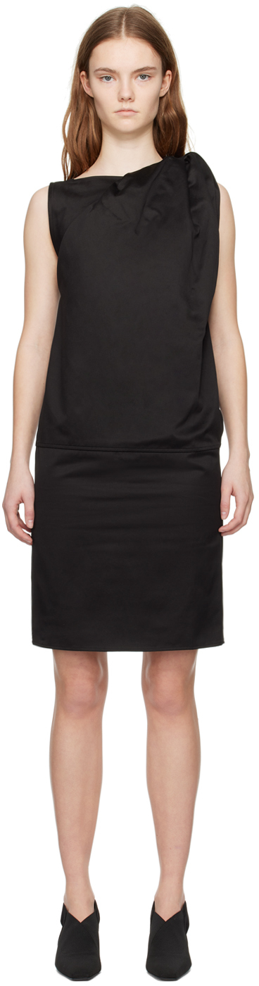 Shop Totême Black Shoulder-twist Midi Dress In 001 Black