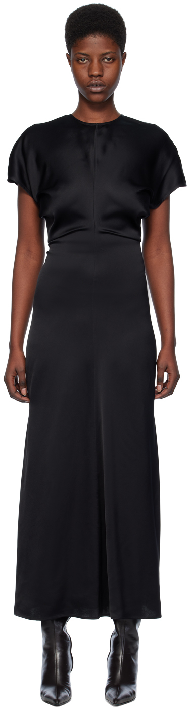 Shop Totême Black Slouch Waist Maxi Dress In 001 Black