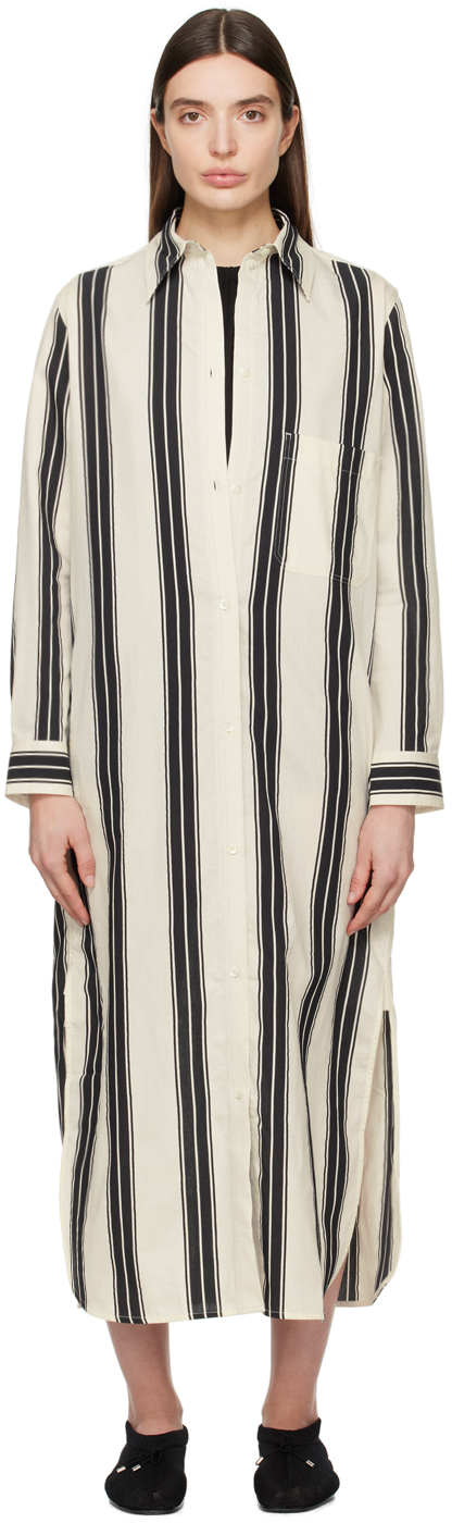 Shop Totême Black & White Striped Maxi Dress In 046 Black/white
