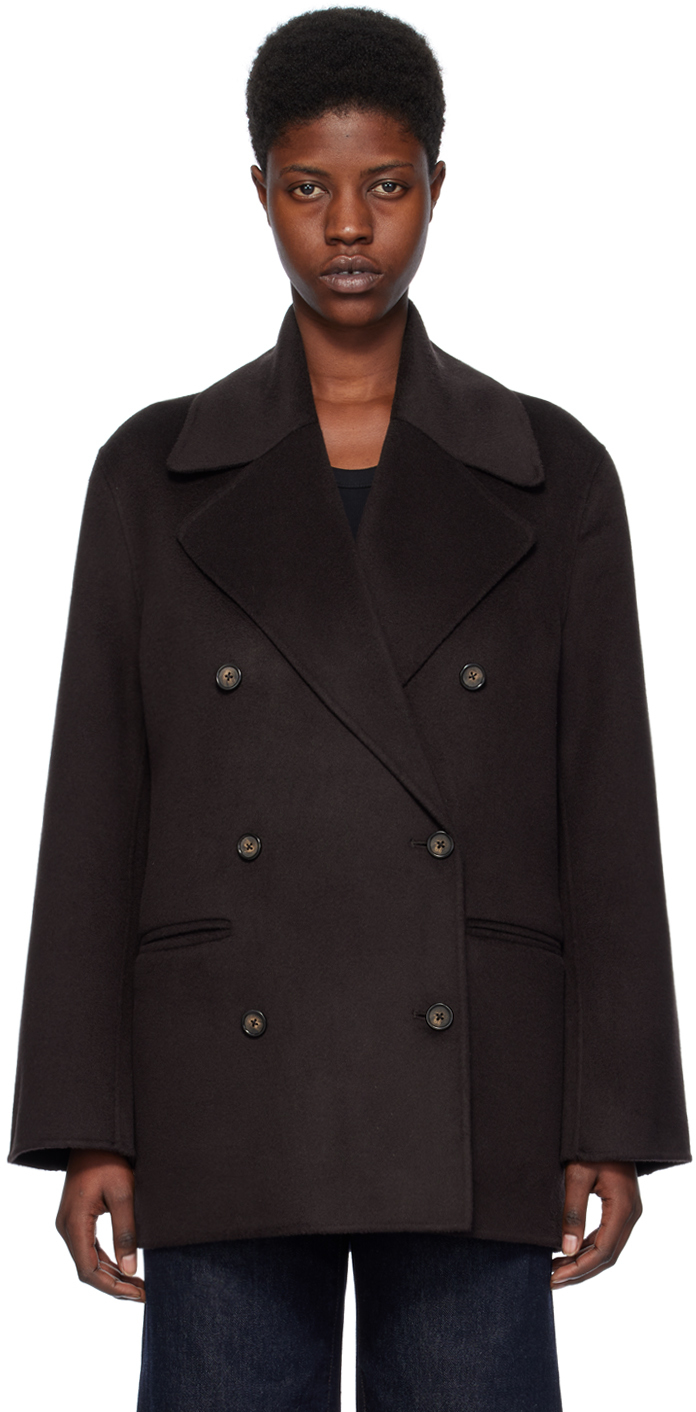 Shop Totême Brown Double-faced Peacoat In 040 Espresso