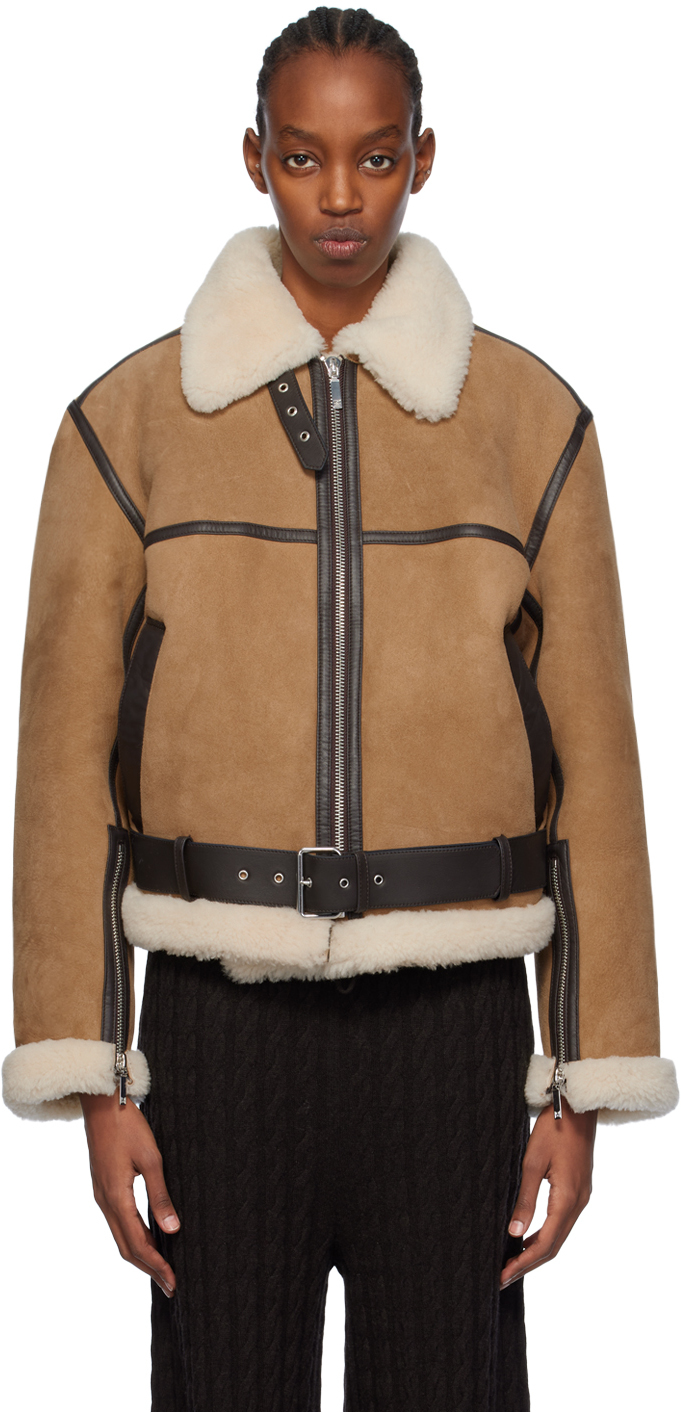 Tan discount shearling jacket