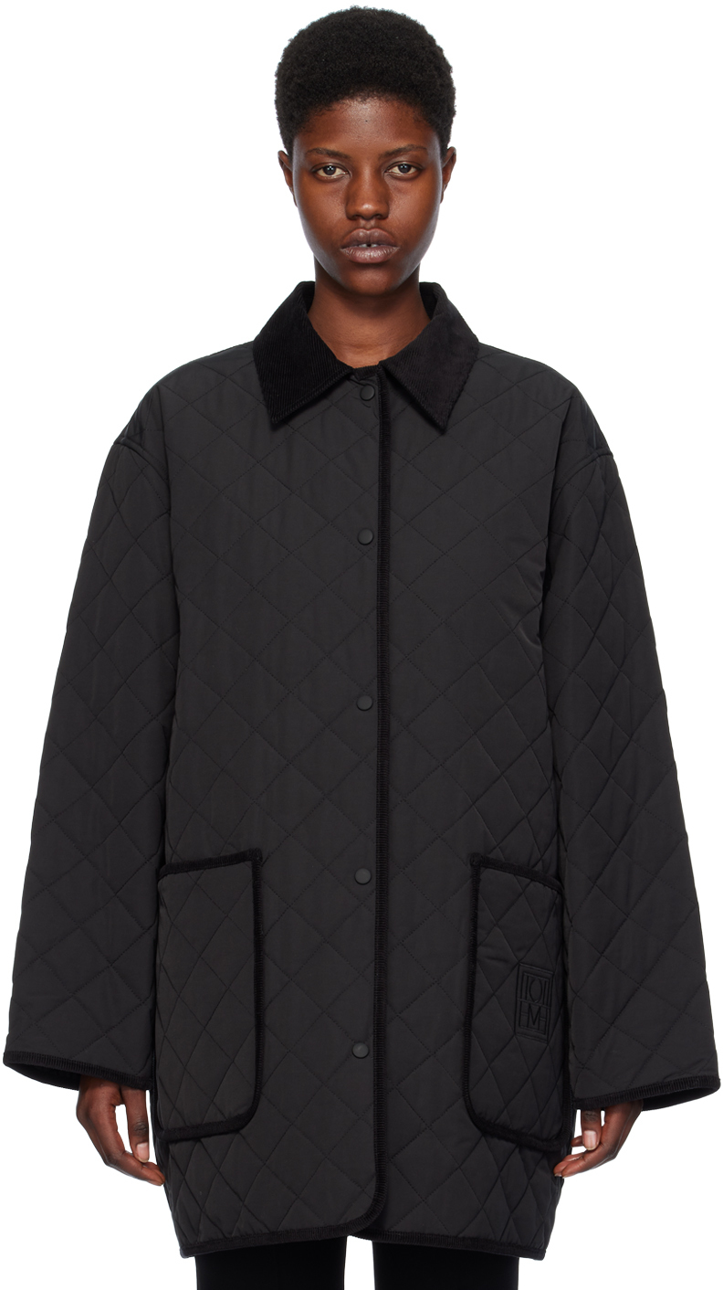 Totême Quilted Organic Cotton Blend Barn Jacket In Black