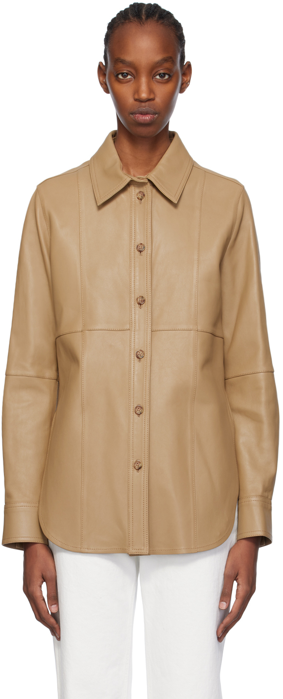 Tan Slim Leather Shirt