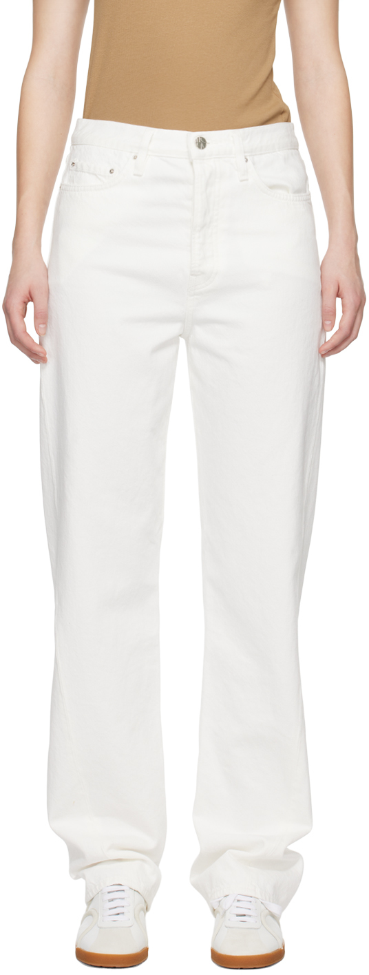 Shop Totême White Twisted Seam Jeans In 110 Off-white