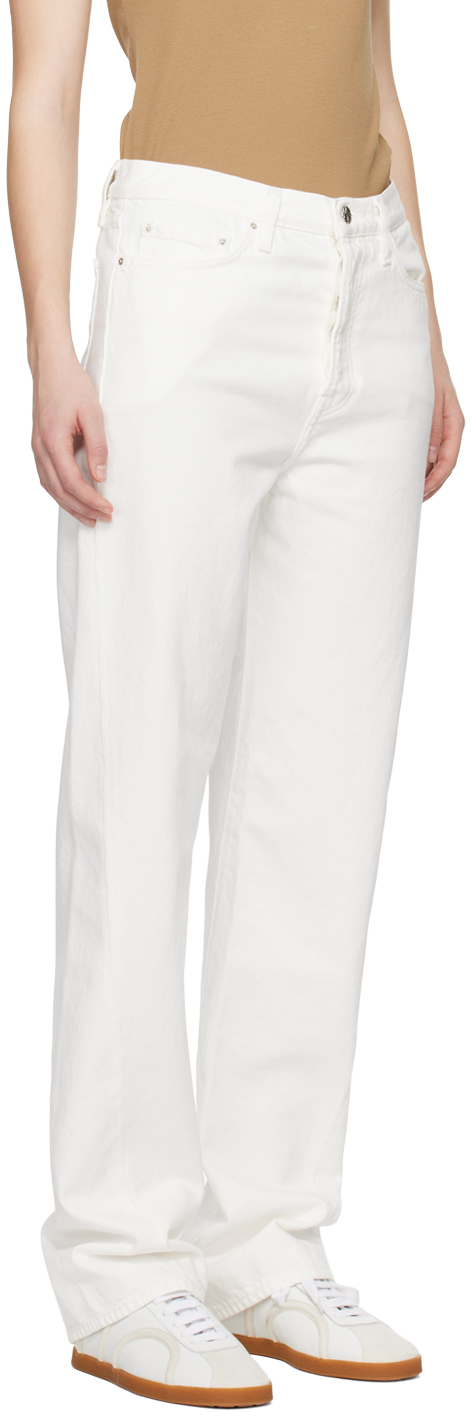 Totême White Twisted Seam Jeans In 110 Off-white