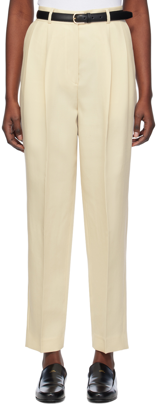 Totême Off-white Double-pleated Trousers In 007 Snow