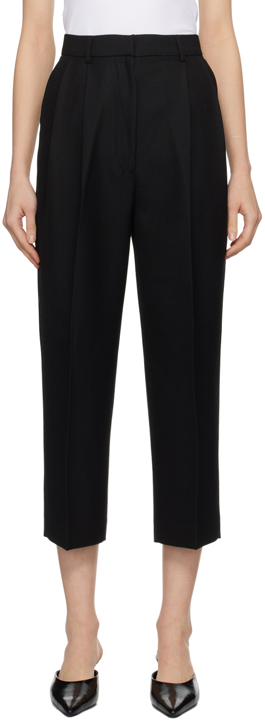Black Double-Pleated Trousers